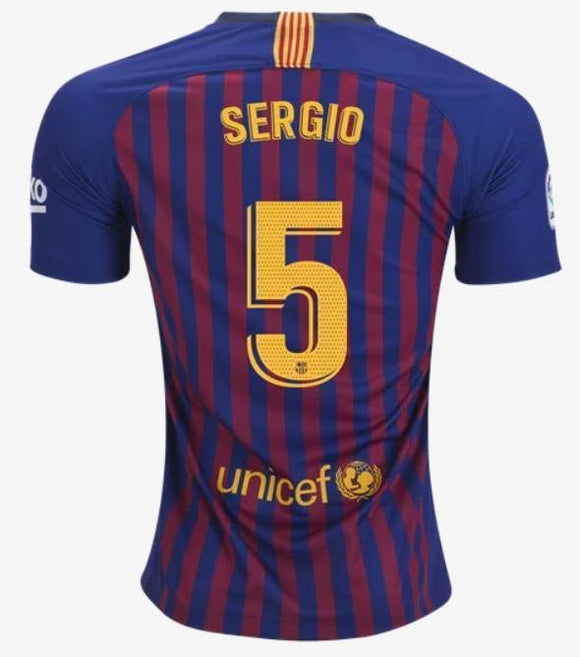 Barcelona Sergio Home Jersey 2018/19 - Fans Jersey Stop