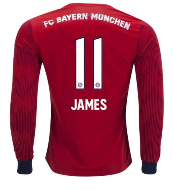 Bayern Munich James Long Sleeve Home Jersey
