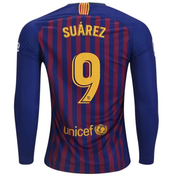 Barcelona Suarez Long Sleeve Home Jersey